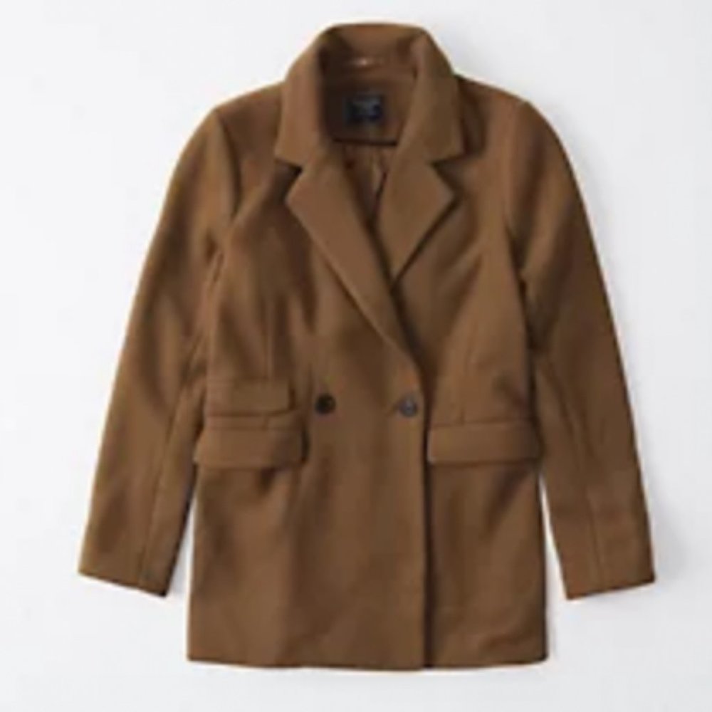 *LIKE NEW* Abercrombie & Fitch Wool Blazer Coat - Size XS - Tan
